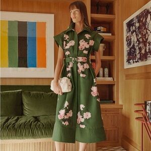 Tuckernuck XXL Olive and Powder Pressed  Floral Chloe Dress NWT